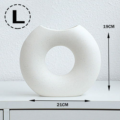 Nordic Style Simple Ceramic Vase Semicircle Creative Flower Device