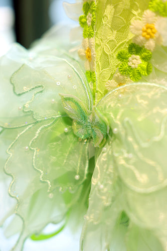 Dog Fairy Tutu Dress with Butterfly & 3D Floral Lace