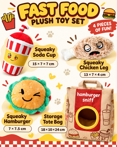 Fast Food Hide & Seek Squeaky Dog Toy Set