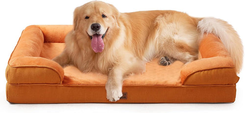 EHEYCIGA Orthopedic Dog Beds for Extra Large Dogs 44x32Inch, Waterproof Memory Foam XL Pet Bed with Sides, Non-Slip and Egg-Crate Foam Big Dog Couch Bed with Washable Removable Cover, Grey