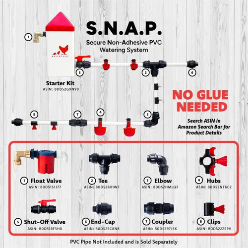 RentACoop Secure Non-Adhesive PVC (S.N.A.P) Watering System Elbow Pack of 2
