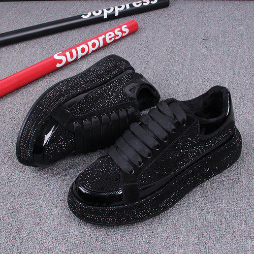 Elevated Casual Glossy Thick Soled Hot Diamond Men's Shoes