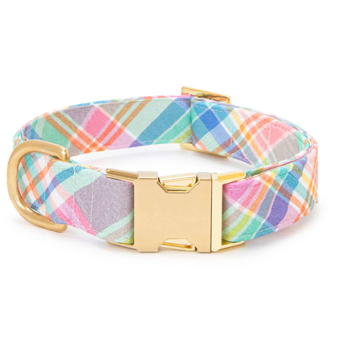 Blooming Plaid Spring Easter Dog Collar