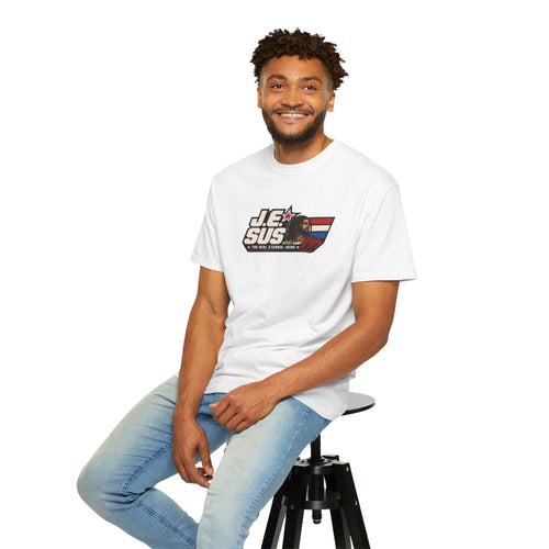 Jesus Retro Graphic T-Shirt — “J.E.SUS The  Real Eternal Hero” Christian Vintage Tee