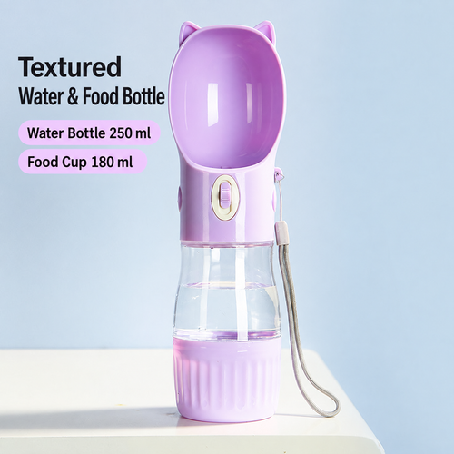 Cat-Ear Portable Pet Water Bottle with Food Cup