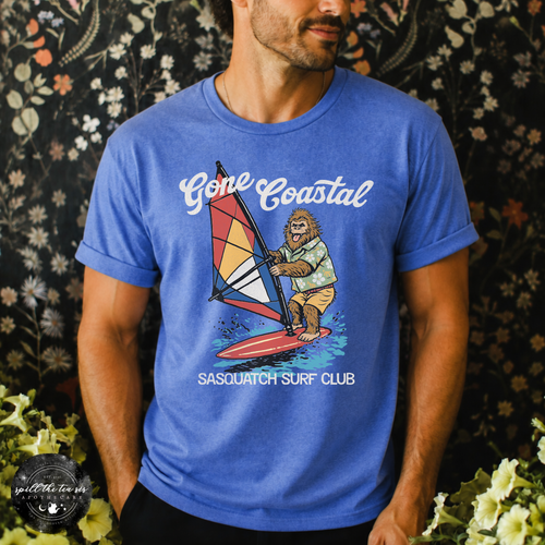 Gone Coastal: Sasquatch Surf Club Tee | Funny Beach Bigfoot Graphic T-Shirt