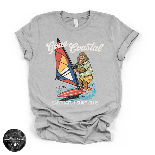 Gone Coastal: Sasquatch Surf Club Tee | Funny Beach Bigfoot Graphic T-Shirt