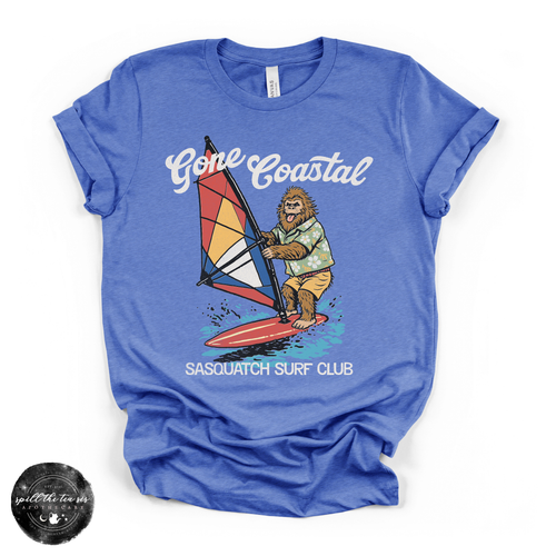Gone Coastal: Sasquatch Surf Club Tee | Funny Beach Bigfoot Graphic T-Shirt