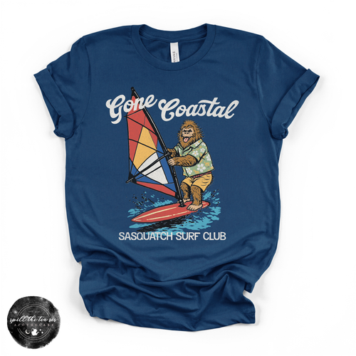 Gone Coastal: Sasquatch Surf Club Tee | Funny Beach Bigfoot Graphic T-Shirt