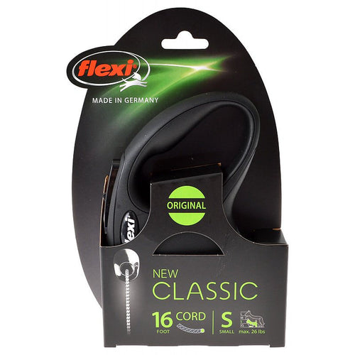 Flexi New Classic Retractable Cord Dog Leash - Black 16