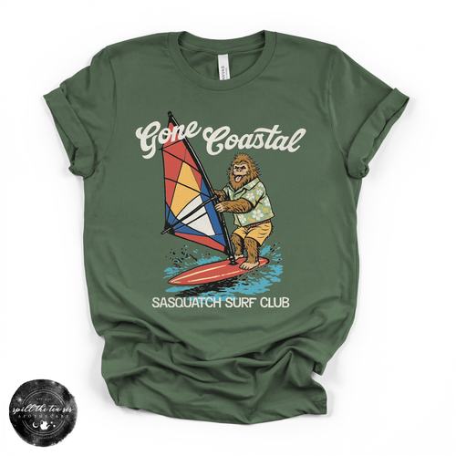 Gone Coastal: Sasquatch Surf Club Tee | Funny Beach Bigfoot Graphic T-Shirt