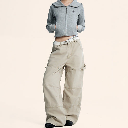 Womens Versatile Retro American-style Workwear Denim Jeans