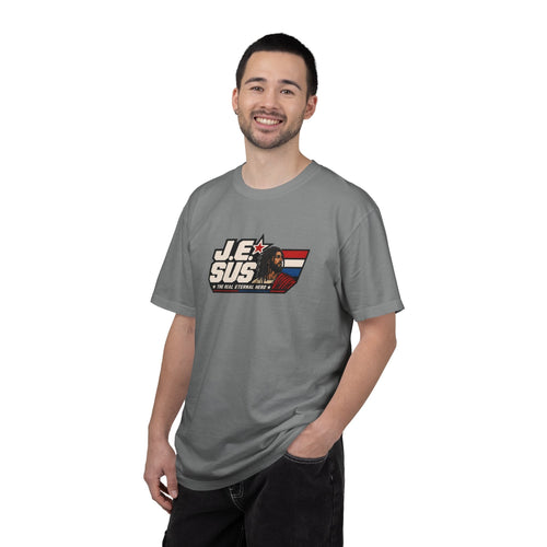 Jesus Retro Graphic T-Shirt — “J.E.SUS The  Real Eternal Hero” Christian Vintage Tee