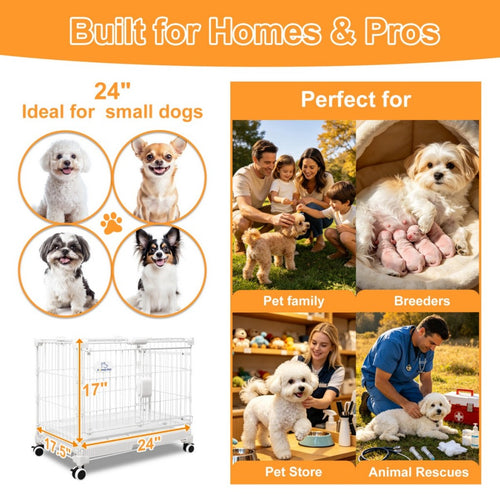 24-30 White Metal Wire Dog Crate DLS2402/DLS3002