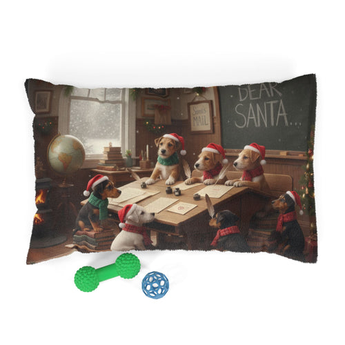 Holiday Puppies Writing a 'Dear Santa' Letter Pet Bed