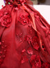Luxury Burgundy Dog Wedding Dress Handmade Floral Bridal Gown Elegant Pet Wedding Dress Princess Ball Gown for Photoshoots & Special Occasions
