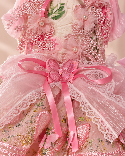 Handmade Butterfly Tulle Pet Dress Pink Yellow