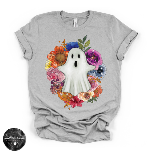 Floral Ghost Tee | Cute Botanical Halloween Ghost Graphic T-Shirt