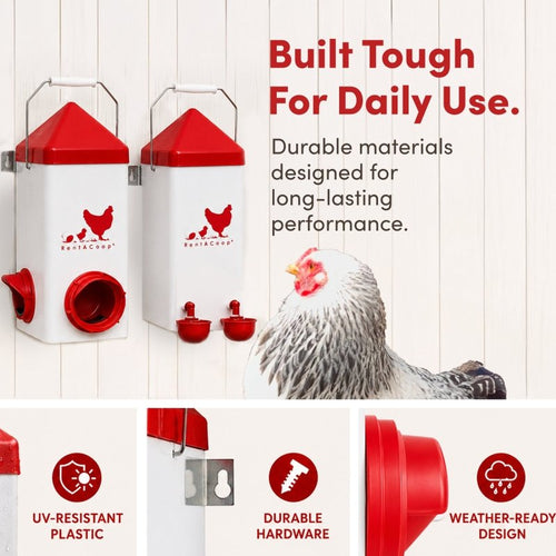 Chick2Chicken 5lb 2-Port Chicken Feeder and 1-Gal Small Cage Waterer Set