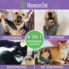 HandsOn Pet Grooming Gloves Gentle Brush for Cats Dogs Horses Black