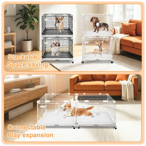 24-30 White Metal Wire Dog Crate DLS2402/DLS3002