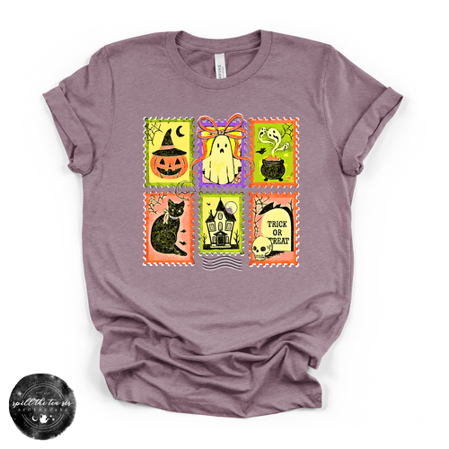 Halloween Stamps Tee | Vintage Spooky Postage Graphic T-Shirt