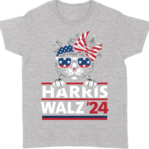 Cat Harris Walz 2024 Shirt | Kamala Harris 2024 Shirt | Democrat Shirt Dark T1402 - KH2