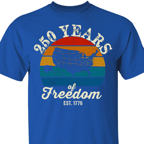 250 Years Of Freedom Retro Map Shirt | Happy 250th Birthday USA | Patriotic 4th Of July Tee | America 250th Anniversary | Independence Day Shirt 682569