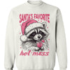 Santa's Favorite Hot Mess Shirt, Funny Christmas Raccoon Sweater, Trendy Pink Christmas Sweatshirt T1640