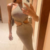 Halterneck Open Back Holiday Cutout Slim Dress