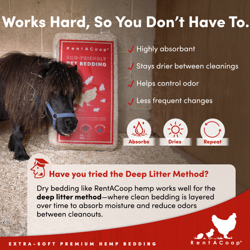RentACoop Premium Hemp Bedding for Chickens, Rabbits, Horses - 300L (30lbs)