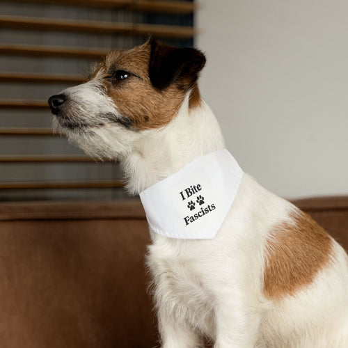 I Bite Fascists Dog Bandana and Collar