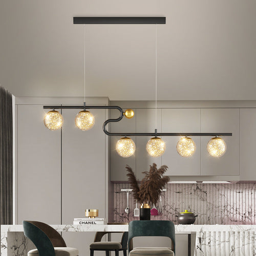 Simple Modern Creative Rectangle Dining Table Starry Chandelier