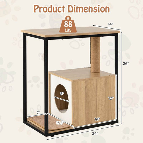 Modern Cat End Table with Scratching Post