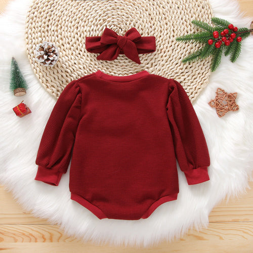 Letter Print Contrast Color Long Sleeve Headwear Jumpsuit Available In Two Colors