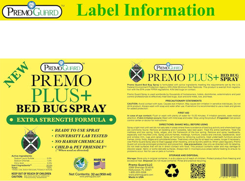Bed Bug Plus Spray | Natural & Non-Toxic Bed Bug Killer | Premo Guard