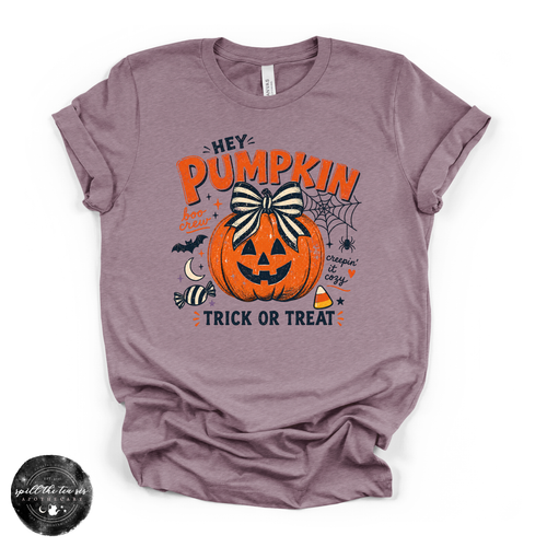 Hey Pumpkin, Trick or Treat? Tee | Cute Halloween Pumpkin Graphic T-Shirt