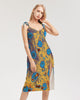PEACOCK DESIGN BY FLIPSTYLEZ  Women's All-Over Print Tie Strap Split Dress