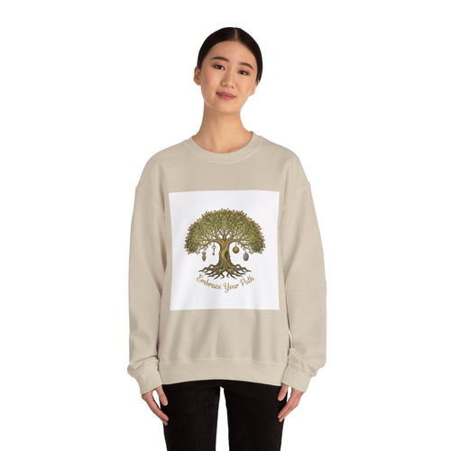Crewneck Sweatshirt — Embrace Your Path Tree of Life Graphic