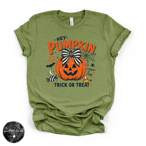 Hey Pumpkin, Trick or Treat? Tee | Cute Halloween Pumpkin Graphic T-Shirt