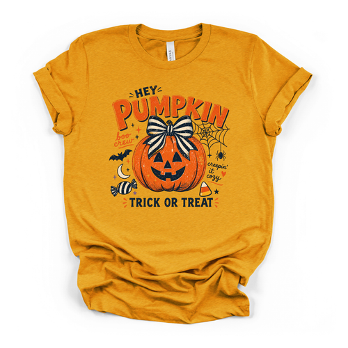 Hey Pumpkin, Trick or Treat? Tee | Cute Halloween Pumpkin Graphic T-Shirt