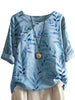 Long Sleeve Round Neck Pullover Three Quarter Sleeve Womens Printed T Shirt
