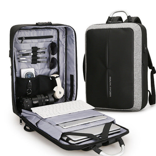 BLACK Men's backpack rechargeable usb computer bag