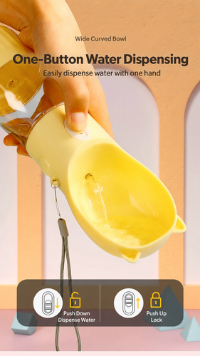Cat-Ear Portable Pet Water Bottle with Food Cup