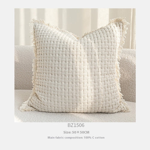 Sofa Throw Pillowcase Cream Color Three-dimensional Embroidery
