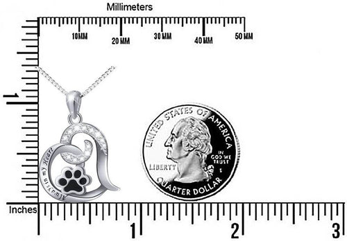 Always in My Heart Paw Print Necklace – Pet Memorial Gift
