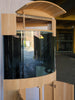 Abyss Black 90g Corner 1/4 Cylinder Glass Aquarium Set in Flush Wood Furniture