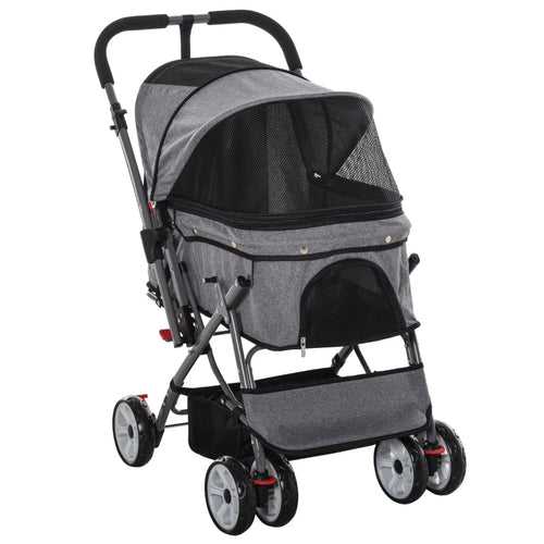 Pet Foldable Travel Carriage Stroller with Reversible Handle