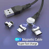 Rotating magnetic data line three-in-one blind magnetic magnetic circular charging cable for Android fruit typec