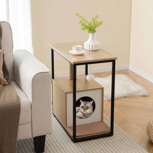 Modern Cat End Table with Scratching Post